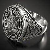 Bague tete de loup argent homme