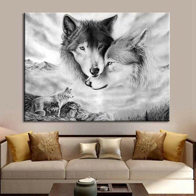 Cadre Photo Loup Louve Louveteaux - Superbe Décoration Animal Sauvage Promo Neuf