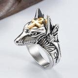 Bague tête de loup Anubis