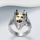 Bague tête de loup Anubis