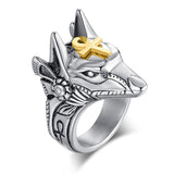 Bague tête de loup Anubis