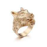 bague loup acier or