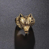 bague tete de loup acier or