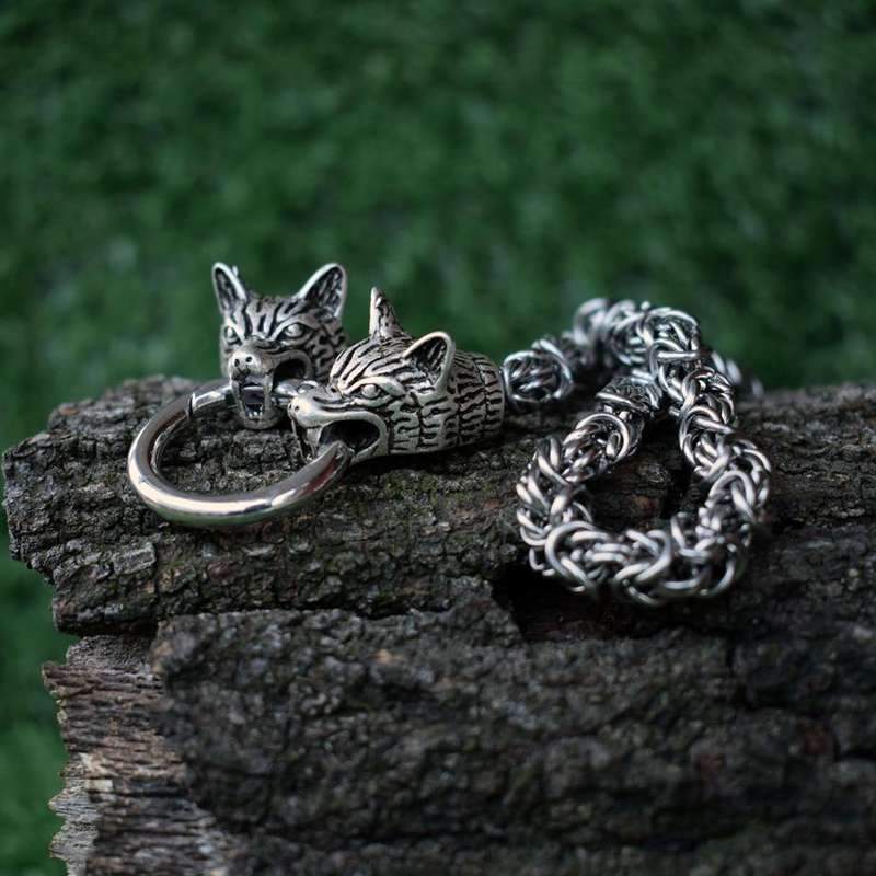 COLLIER LOUP PENDENTIF HOMME (ACIER)