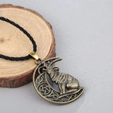 pendentif loup lune bronze