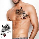 tatouage loup rose homme