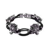 BRACELET LOUP<br> QUATRES TÊTES (CUIR)