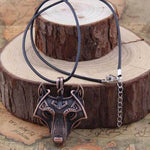 pendentif cuir loup bronze