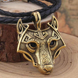 collier tête de loup or