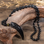 Collier obsidienne loup