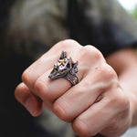 Bague tête de loup Anubis