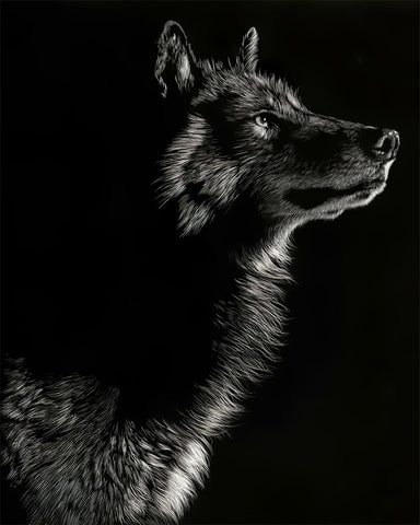 Tableau Loup Noir majestueux