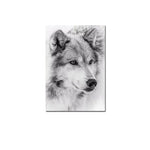 Tableau loup noir et blanc