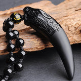 Collier obsidienne loup