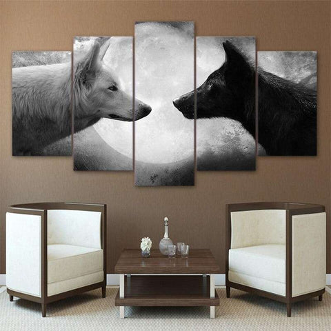 Tableau Loup Noir et Blanc