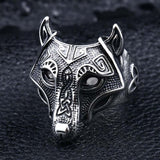 Bague tête de loup argent