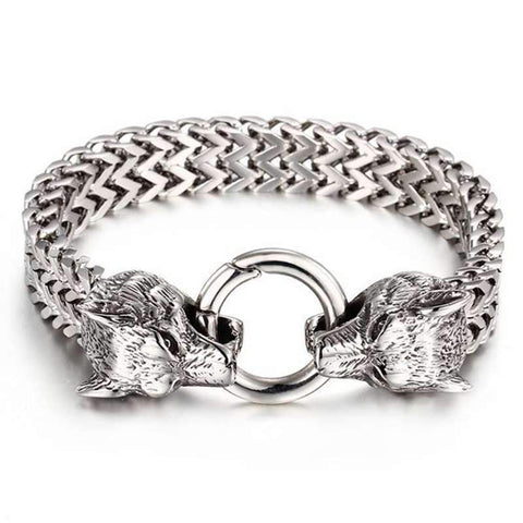 bracelet biker acier argent