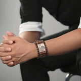 bracelet cuir homme tete de loup