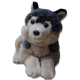 peluche chien loup gris et beige