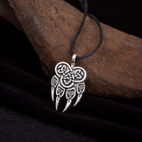 COLLIER LOUP<br> PENDENTIF GRIFFES (ACIER)