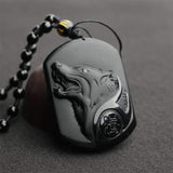 collier loup obsidienne noire