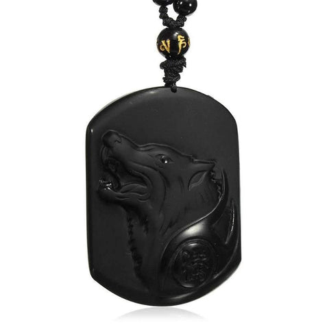 collier loup obsidienne