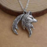 collier loup yin yang argent