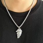 collier pendentif loup corbeau homme