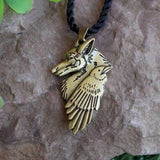 collier pendentif loup corbeau