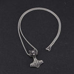 COLLIER LOUP<br> PENDENTIF TÊTE CELTIQUE (ACIER)
