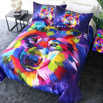 housse couette loup colore tete