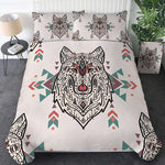 housse couette loup geometrique