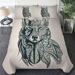 housse de couette loup tribal