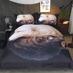 housse couette loup yin yang noir