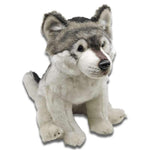 peluche loup gris assis