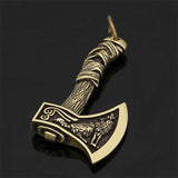 COLLIER LOUP<br> PENDENTIF HACHE VIKING (ACIER)