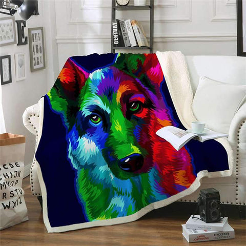 plaid dessin chien loup