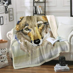 plaid dessin loup velours