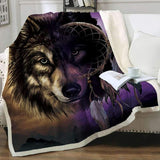 plaid loup dessin attrape reve