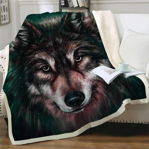 plaid loup dessin realiste