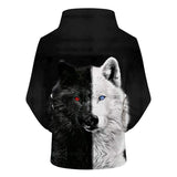 sweat loup noir blanc dos