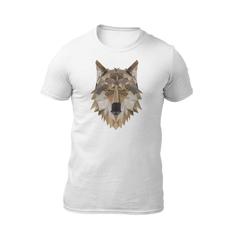 t-shirt blanc tete de loup geometrique