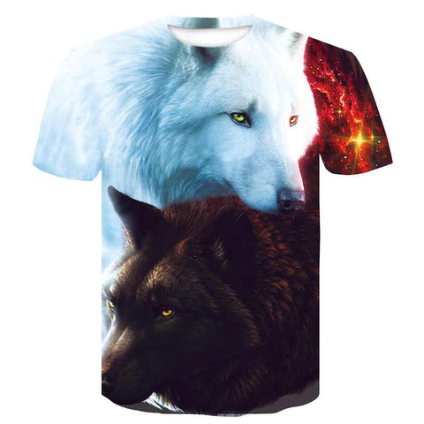 t-shirt loup noir et blanc