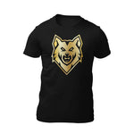 t-shirt noir tete de loup doree