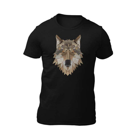 t-shirt noir tete de loup geometrique