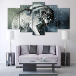 tableau multi panneau loup gris