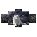 tableau loup male blanc cadre