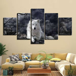 tableau loup male blanc toile