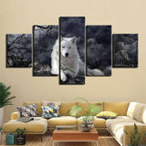 tableau loup male blanc toile