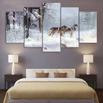 tableau loup marche hivernale